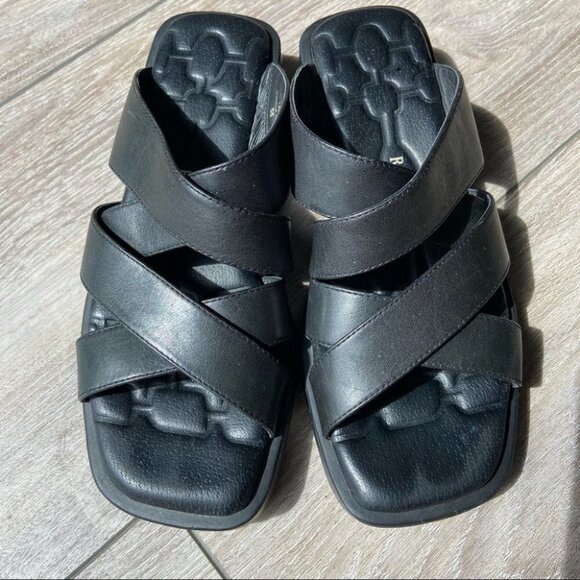 Rockport Square Toes Foam Insole Leather Slippers Sandals - Picture 4 of 14